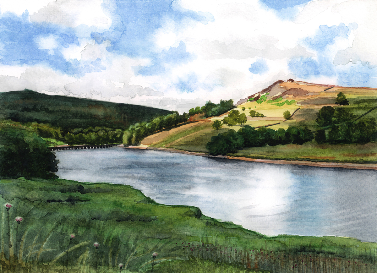 "Ladybower II" Watercolor by Jennifer Roberts, Copyright 2021