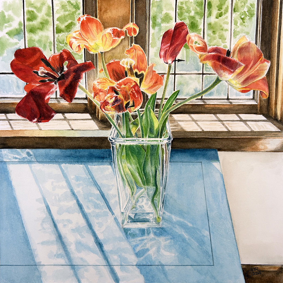 "Overblown" Watercolor on paper by Jennifer Roberts